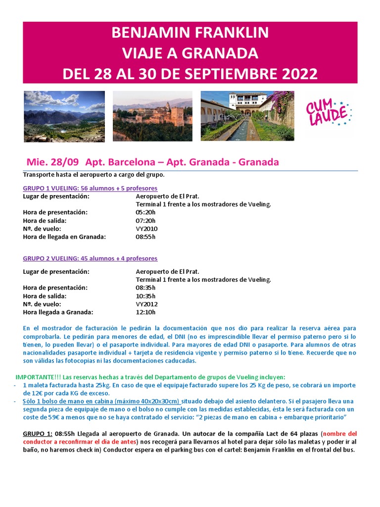 Itinerario Castellano BENJAMIN FRANKLIN GRANADA 2022.castellano PDF