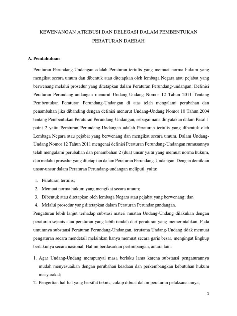 Kewenangan Pembentukan Peraturan Daerah | PDF