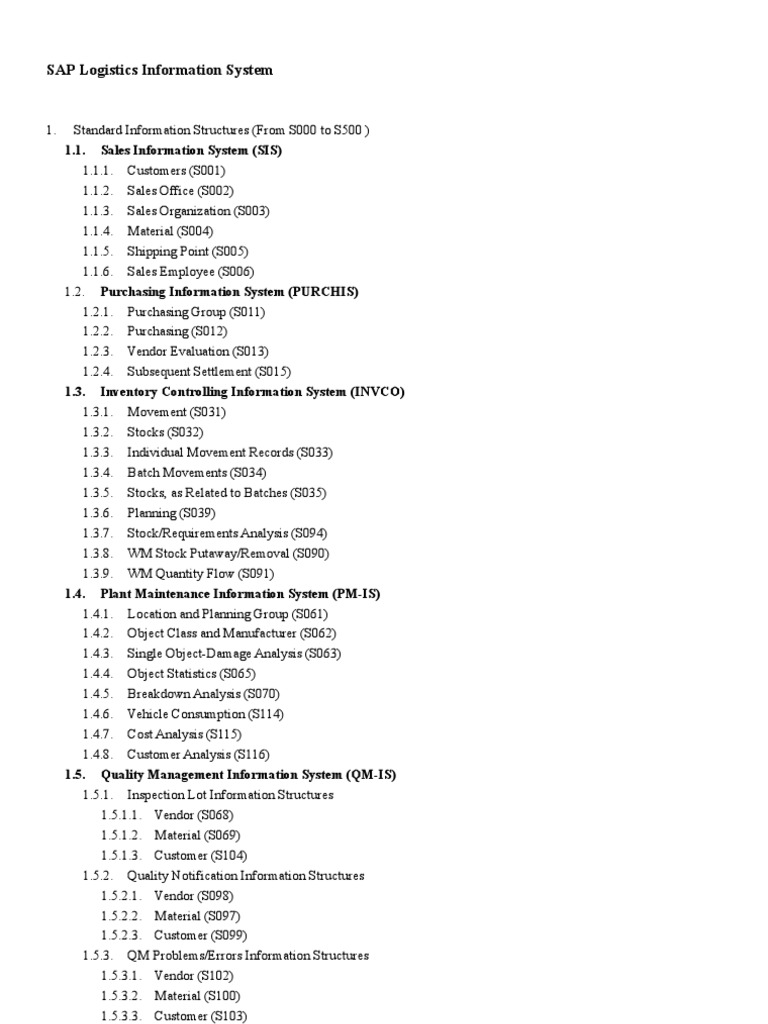 SAP Logistics Information System Overview | PDF | Computers