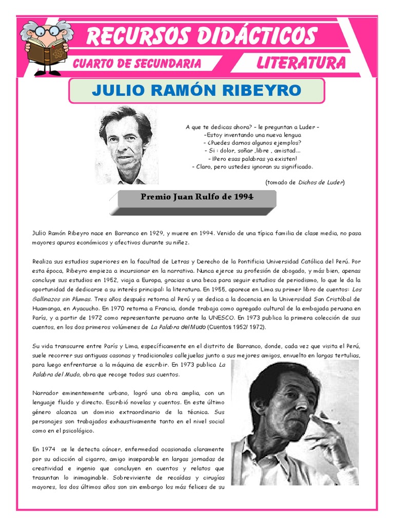 Julio Ramon Ribeyro y Alfredo Bryce Echenique para Cuarto de Secundaria ...