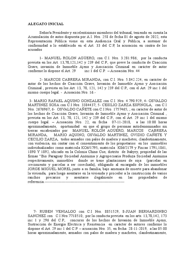 Acusación contra Manuel Rolón Agüero | PDF | Justicia | Crimen y violencia