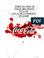 Report On Visit To Bengal Bevarage PVT, Ltd. Coca-Cola Company ON 11.9.09