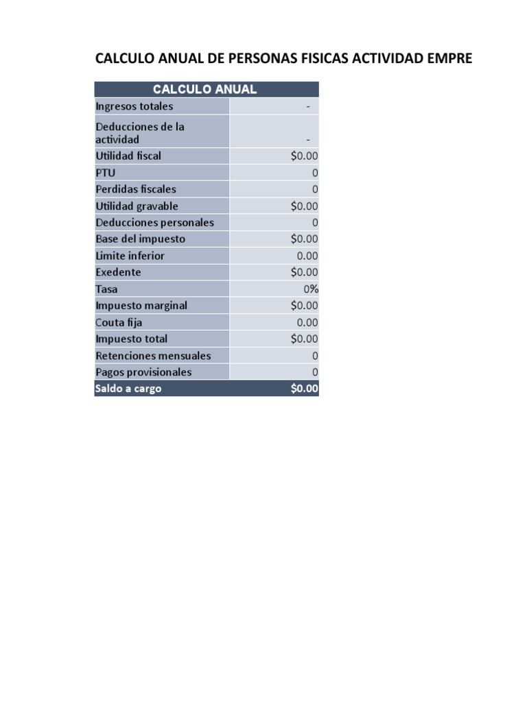 Calculo Anual de Isr PF PDF