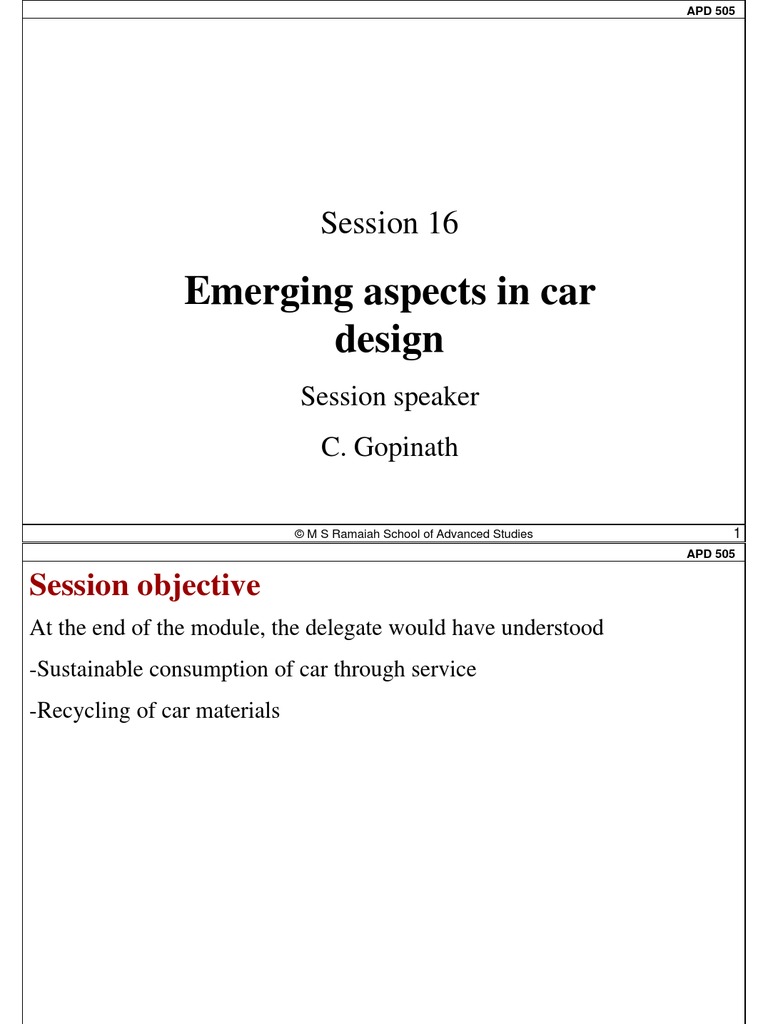 16 - Emerging Aspects in Car Design | PDF | Automobiles | Transport