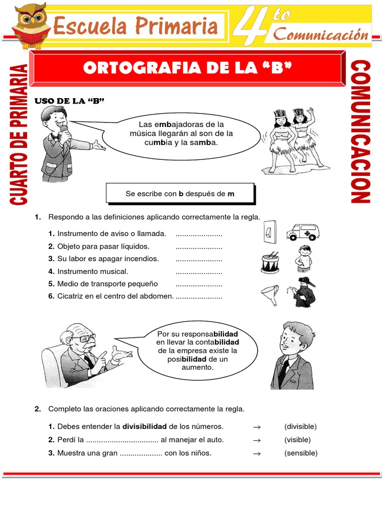 Ortografia de La B para Cuarto de Primaria | PDF