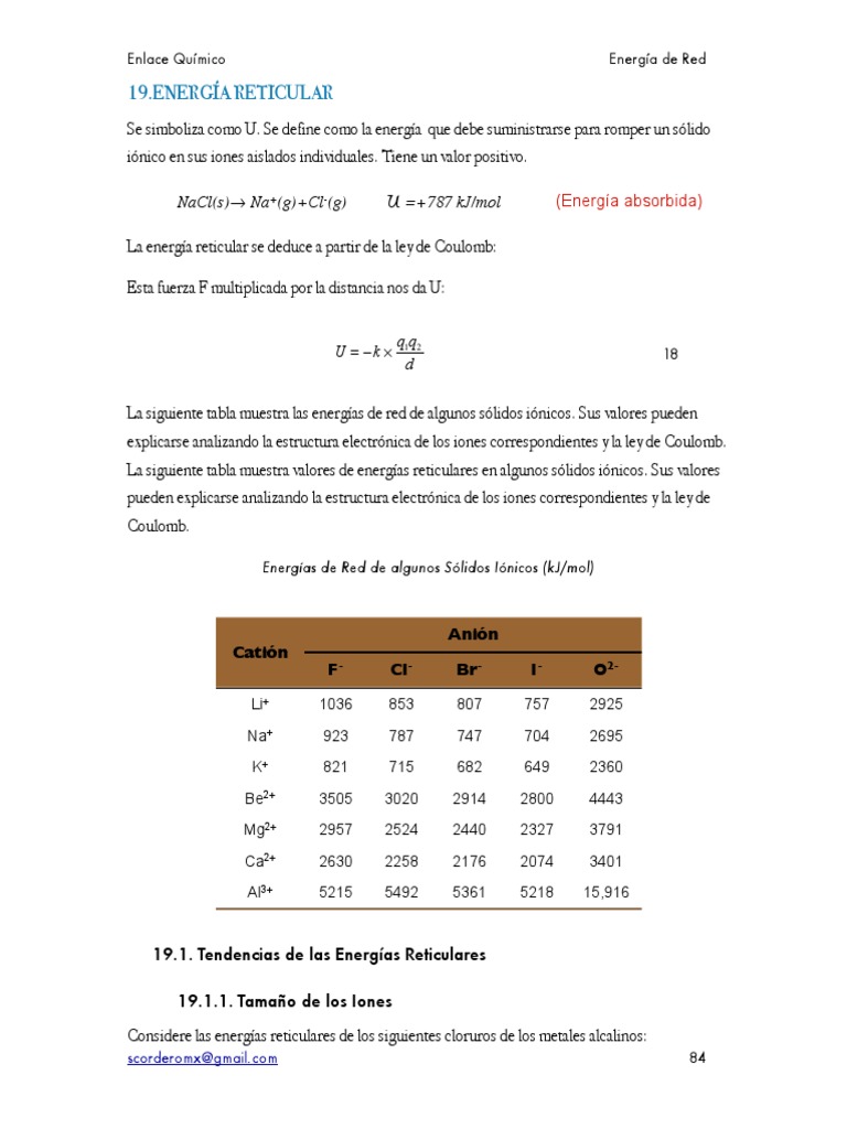 Energia Reticular | PDF | Ion | Compuestos químicos