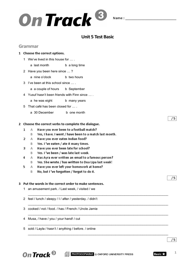 OnTrack 3 Tests U5 | PDF | Police | Sound