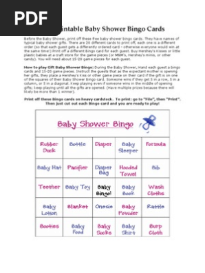 Free Printable Baby Shower Bingo Cards Reva