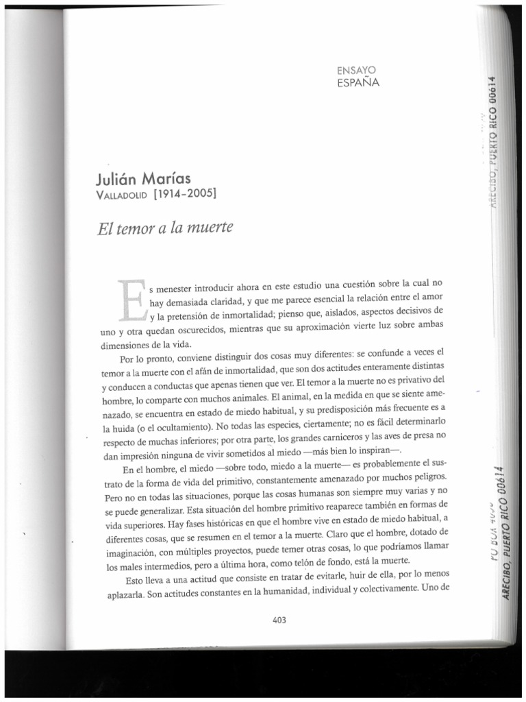 El Temor A La Muerte (Ensayo) | PDF