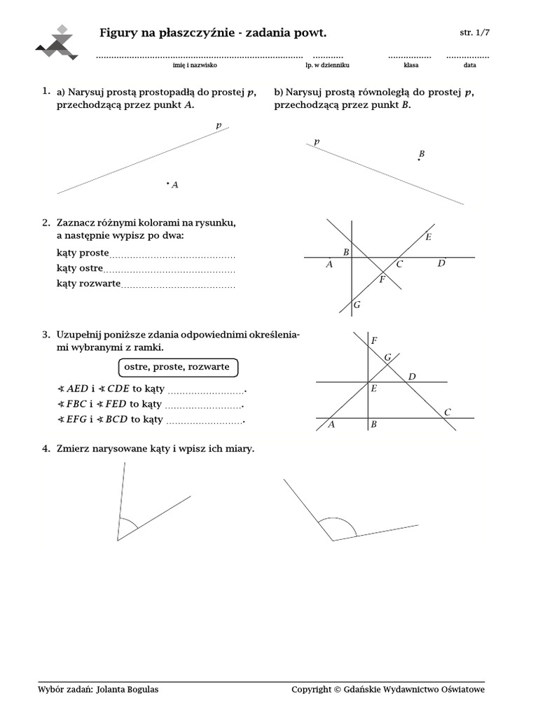 Sprawdzian Figury Na Płaszczyźnie Klasa 7 Matematyka_klasa_5c_Figury-na-płaszczyźnie | PDF