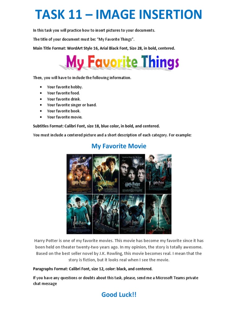 Task 11 - Image Insertion Instructions | PDF | Games & Activities ...