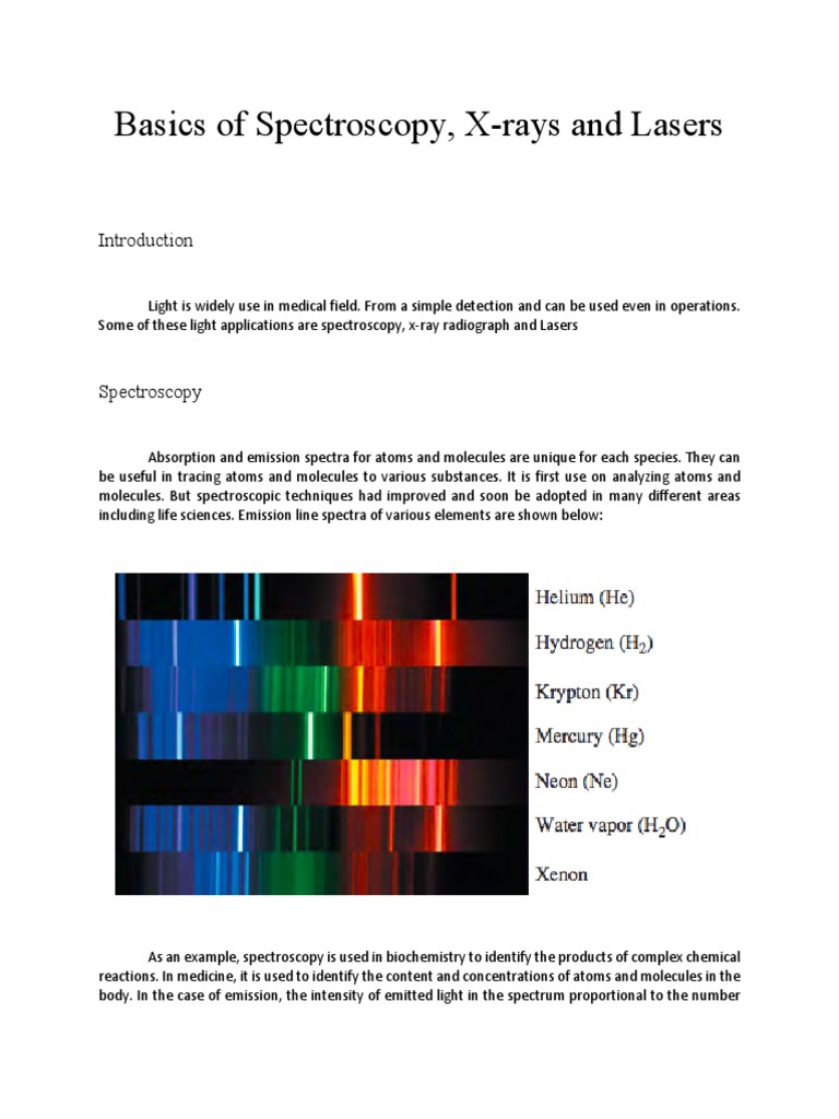 Basics of Spectros PDF Spectroscopy X Ray