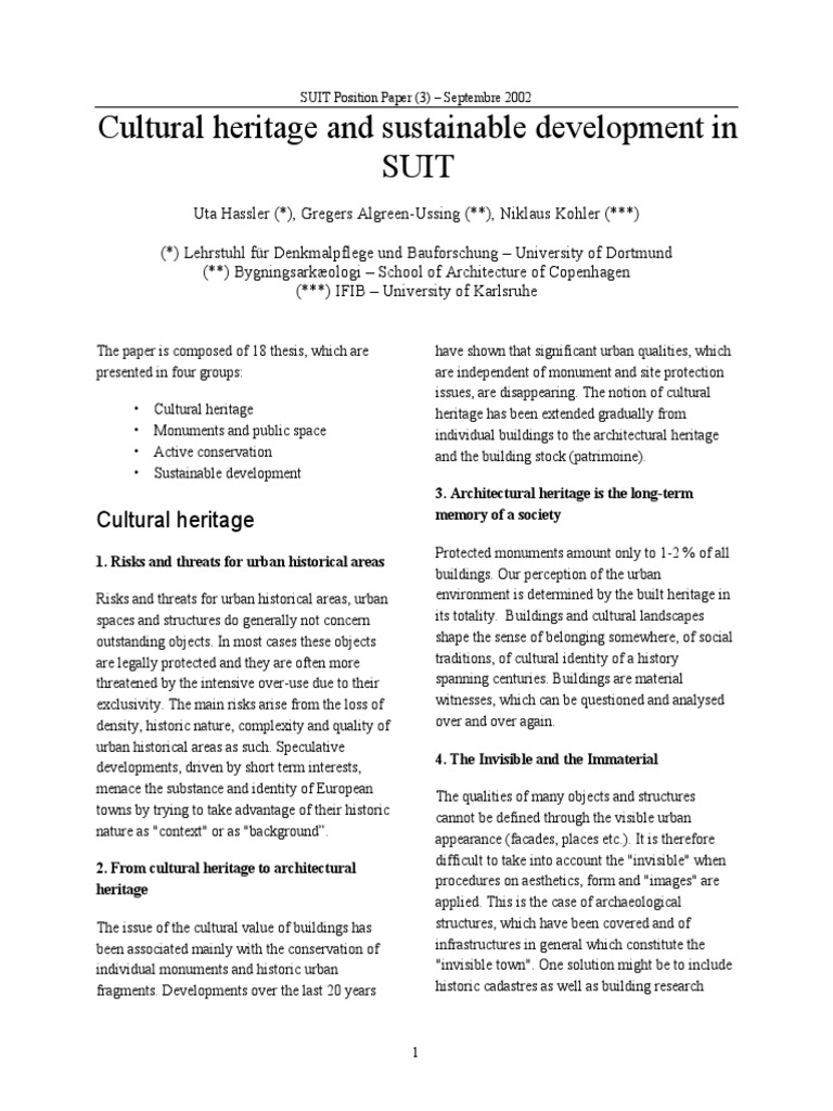 Cultural Heritage and Sustainable Development - XXX | PDF ...