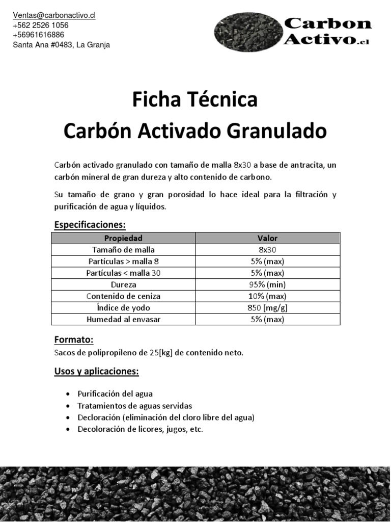 Ficha Tecnica Carbon Activado Granulado PDF
