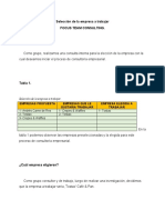 Selección de Tostao como empresa objetivo para consultoría empresarial