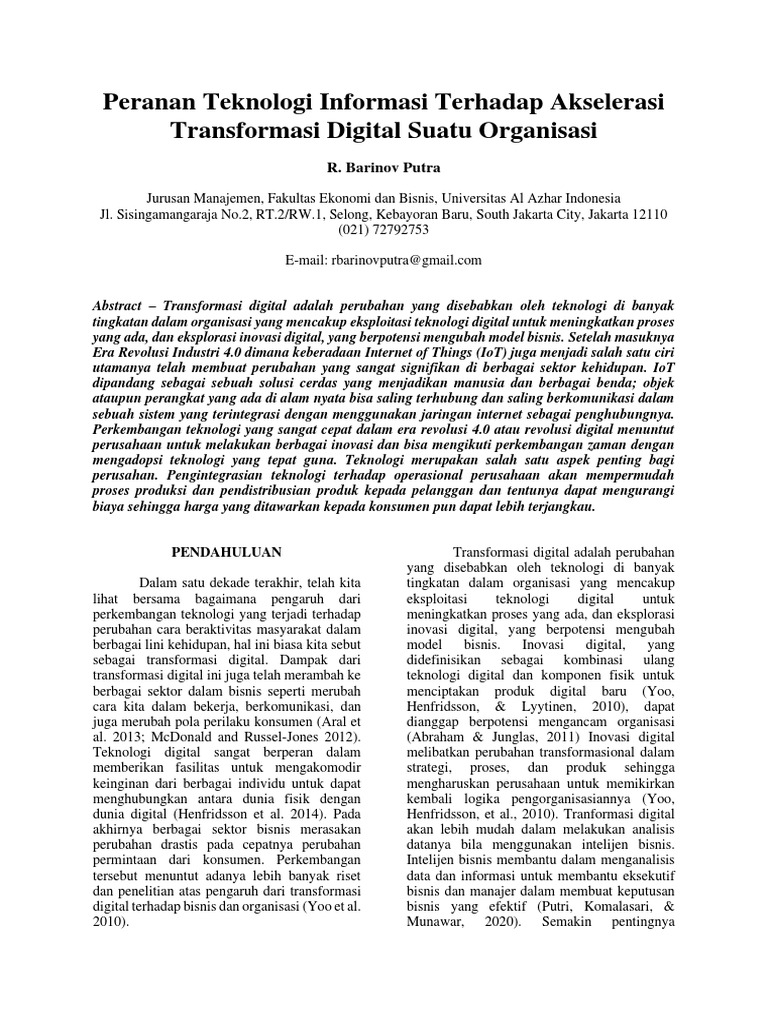 Peran TI dalam Transformasi Digital Organisasi | PDF | Bisnis