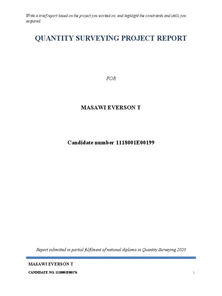 Quantity Surveying Project Report Summary | PDF | Prices ...
