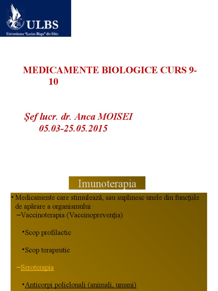 Curs 9 10 Medicamente Biologice | PDF