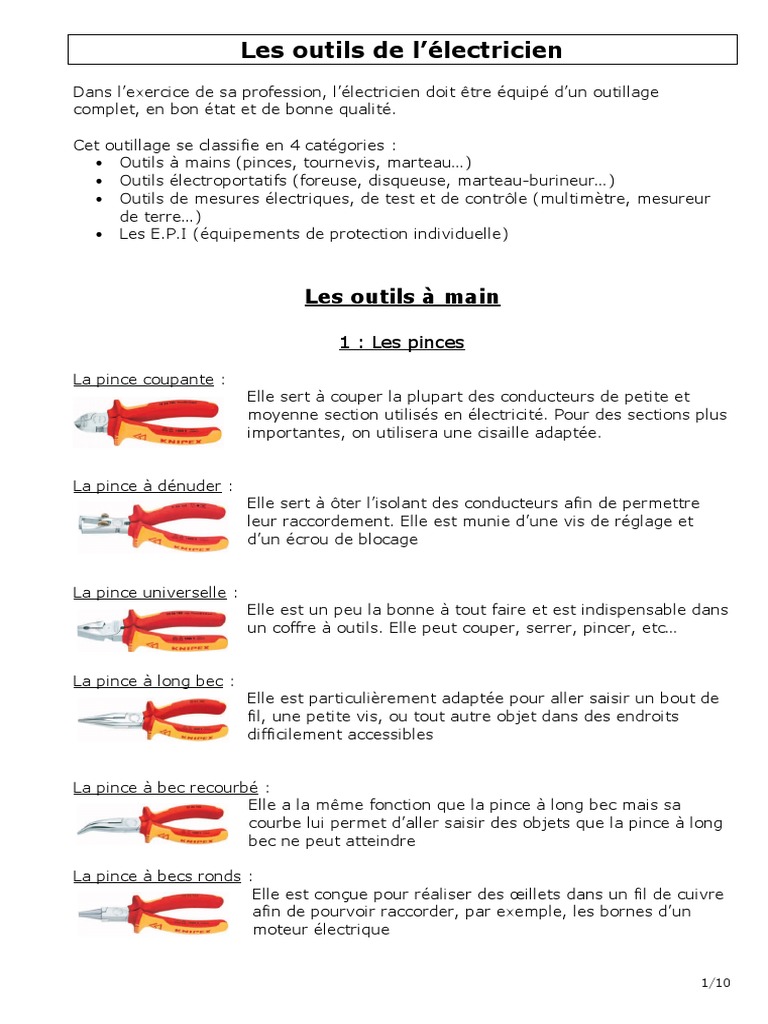 Outils essentiels pour électriciens | PDF | Vis de fixation | Soudage