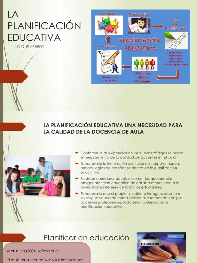 La Planificacion Educativa Lo Que Aprendi PDF | PDF