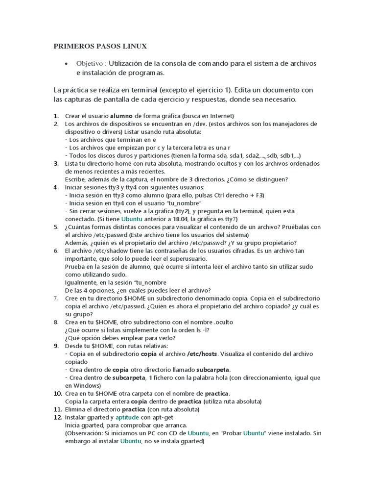 Guía de Comandos Básicos en Linux | PDF | Archivo de computadora ...