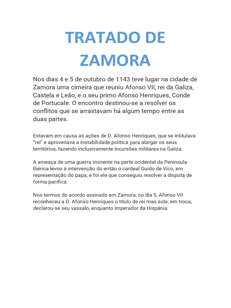 Tratado de Zamora PDF