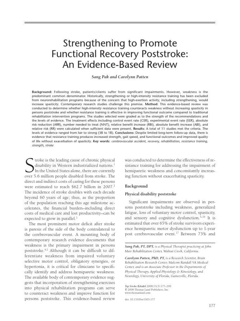 Strengthening Stroke Pdf Stroke Physical Therapy