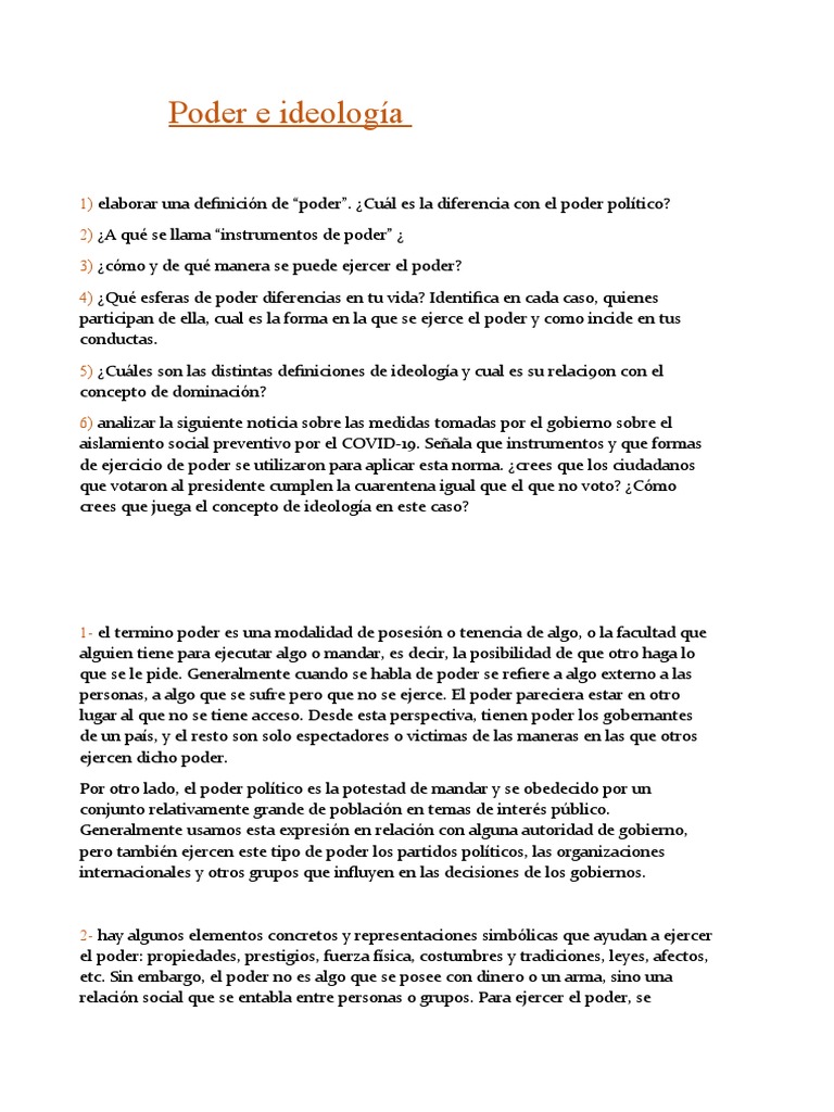 Poder e Ideología: Definiciones y Ejercicio | PDF | Ideologías ...