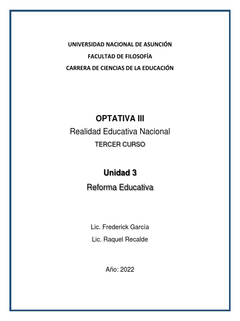 Ejes y Desafíos de la Reforma Educativa | PDF | Paraguay | Democracia