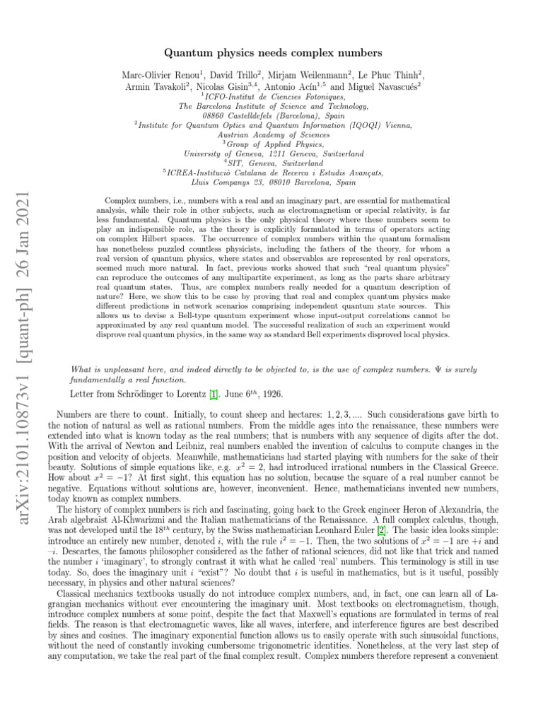 QUANTUM MECHANICS AND COMPLEX NUMBERS visual data 2