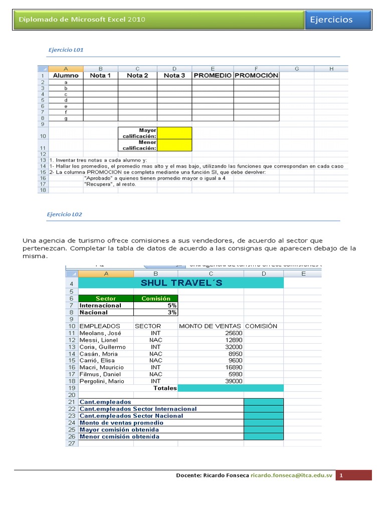 Ejercicios de excel inter parte 1 pdf microsoft excel