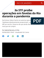 Ministro do STF proíbe operações em favelas do Rio durante a pandemia _ Rio de Janeiro _ G1