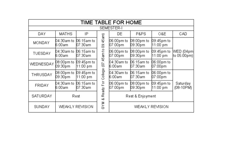 Time Table | PDF