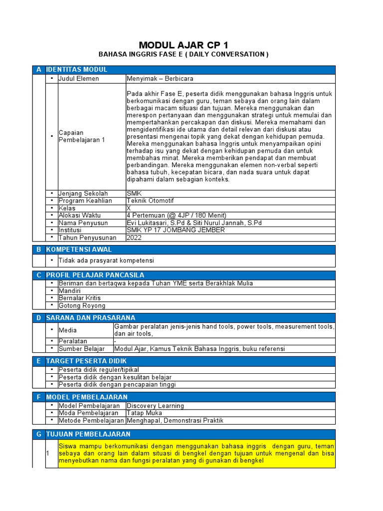 Contoh Modul Ajar BIG | PDF