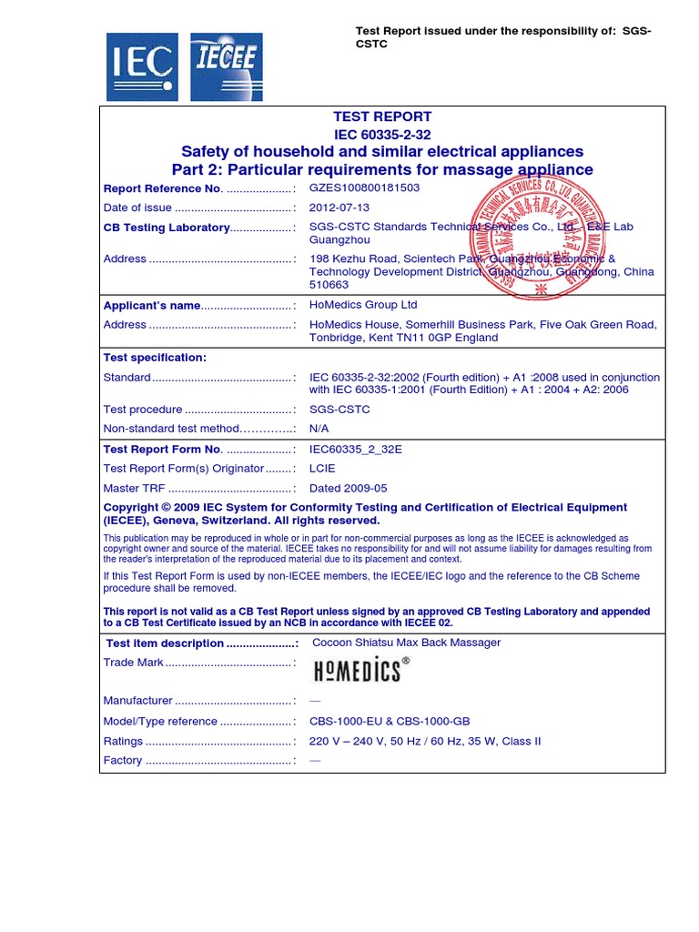 Safety of Household and Similar Electrical Appliances Part 2