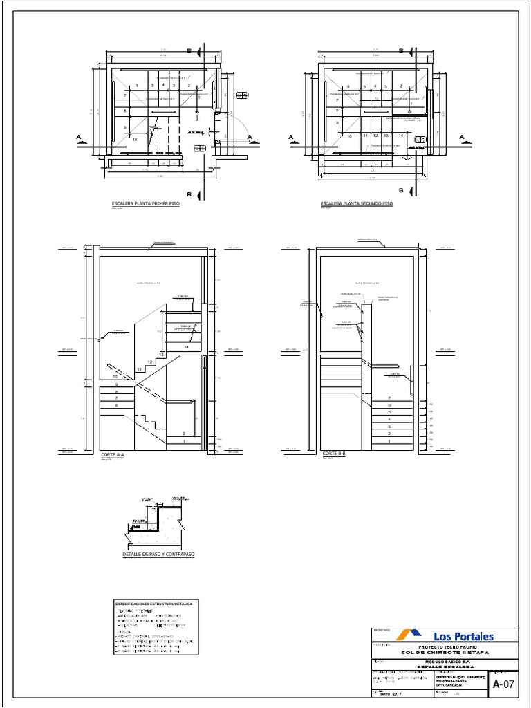 Planos de Escaleras para Casa de Dos Pisos | PDF