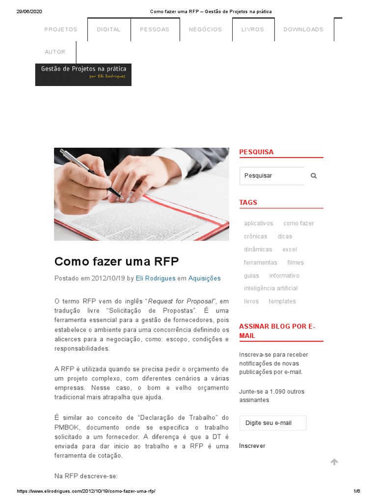 Como Fazer Uma RFP - Gestão de Projetos Na Prática | PDF | Orçamento ...
