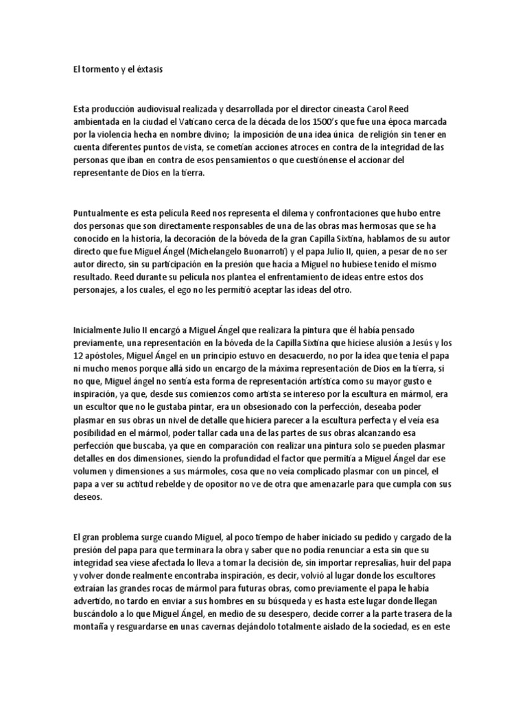 El tormento y el éxtasis: Miguel Ángel y el Papa | PDF | Miguel Ángel