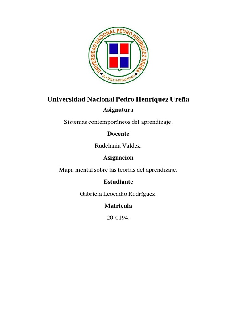 Mapa Mental de Teorías del Aprendizaje | PDF | Aprendizaje | Teoría del ...