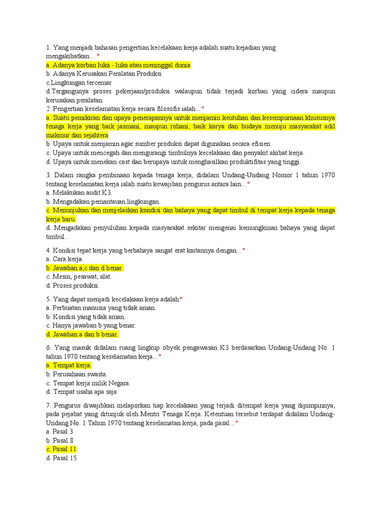 1 Soal Kuis Pilihan Ganda K3 Pdf