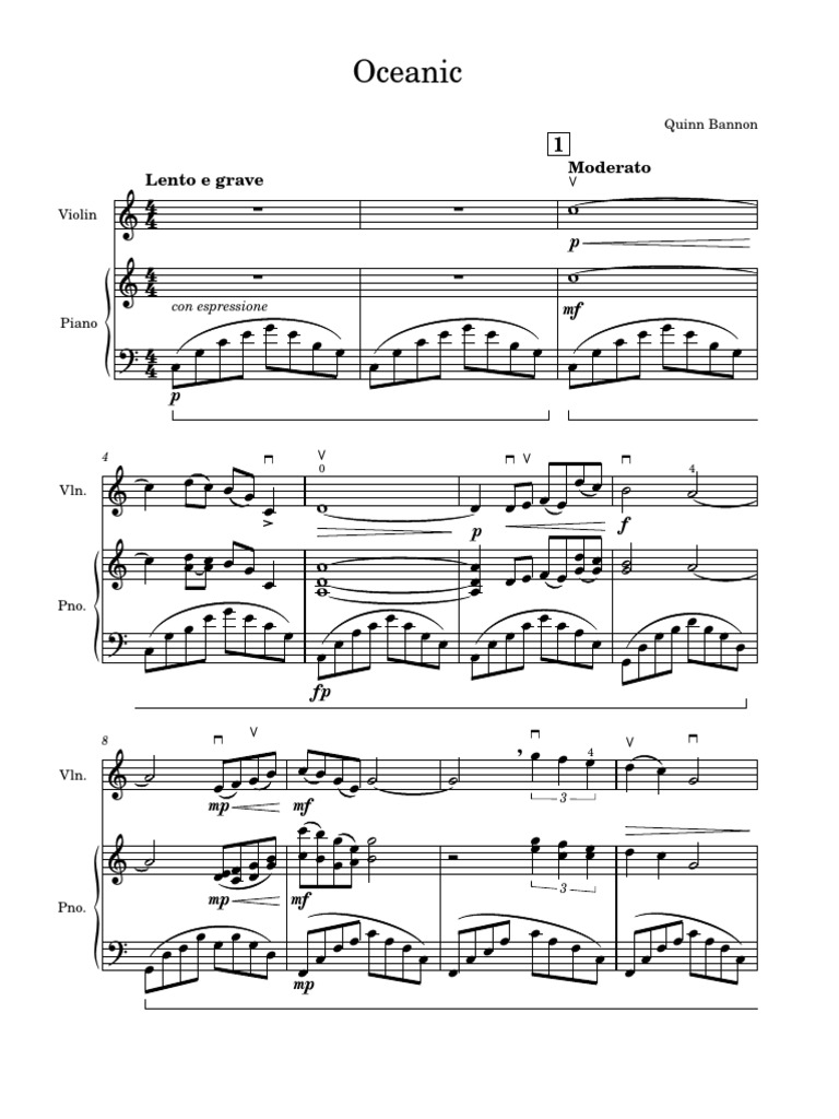 Oceanic (Quinn Bannon) (Violin/Piano) PDF Musical Compositions