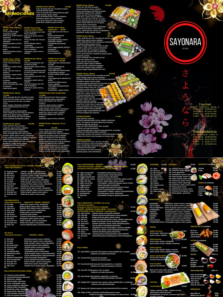 Ejemplo Sushi Menu Pdf Alimentos Ingredientes De Comida