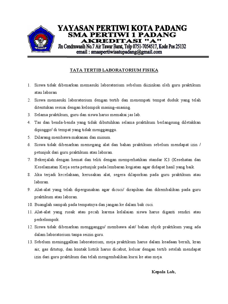 Tata Tertib Lab Fisika PDF