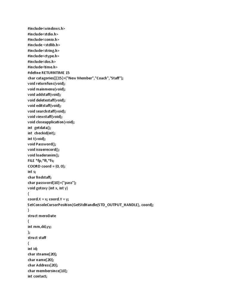 Gym Management System in C | PDF | Computer Programming | Computer ...