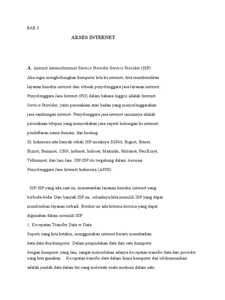 Kriteria Memilih ISP untuk Akses Internet | PDF