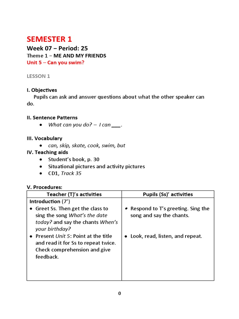 Lesson Plans Grade 4 UNIT 5 | PDF | Cognitive Science | Linguistics