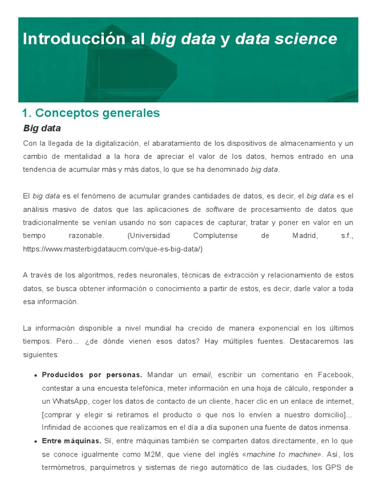 Introducción al Big Data y Data Science | PDF | Big Data | Bases de datos