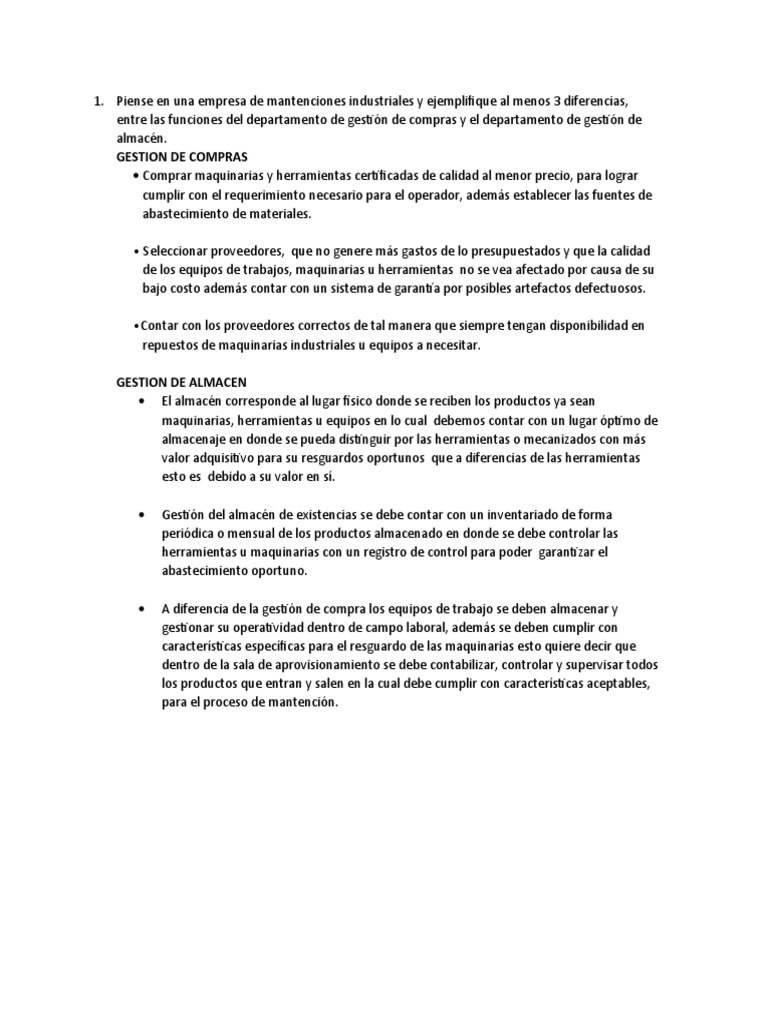 Diferencias en Gestión de Compras y Almacén | PDF | Inventario | Almacén