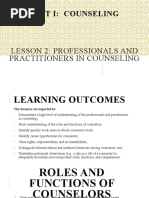 Diass Unit I Lesson 2 - Professionals and Practitioners in Counseling