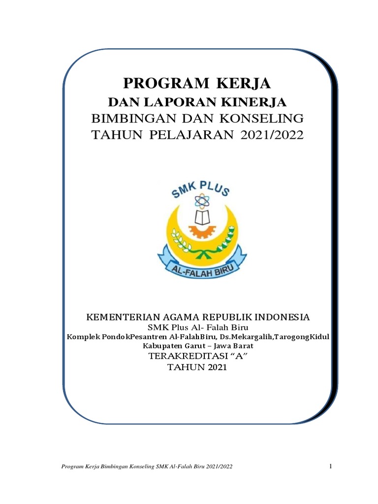 Program Kerja BK SMK Al-Falah Biru 2021/2022 | PDF